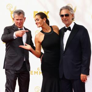 Andrea Bocelli David Foster and Veronica Berti at event of The 67th Primetime Emmy Awards 2015