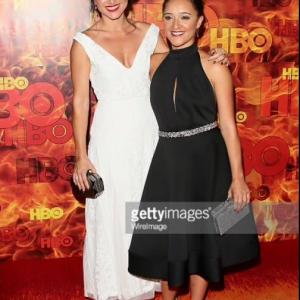 Celine Wallace and fellow Oscar Nominated Actress Keisha Castle-Hughes at the HBO Emmy's party 2015.