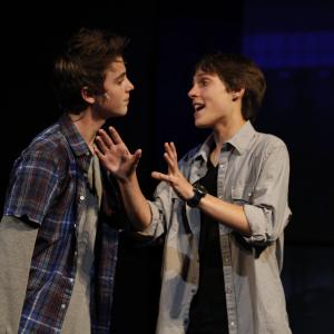 Cameron as Evan Goldman in 13 The Musical with actor Sterling Beaumon see IMDB trying to con the school bully in another one of his many schemes to get on the inside of the high school populars