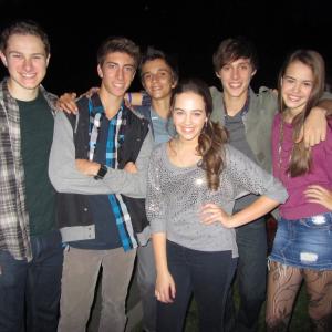 Cameron and his band One Youth posing with recurring cast member actress Mary Mouser see IMDB site who plays Lacey the daughter of Dr Hunt on the Body of Proof ABC TV show