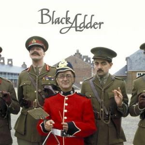 Rowan Atkinson Stephen Fry Hugh Laurie Tim McInnerny and Tony Robinson in Blackadder Goes Forth 1989