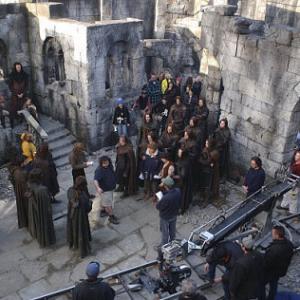 Director Peter Jackson readies actors and crew at Osgiliath
