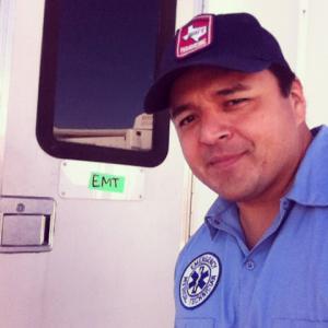 On set of FROM DUSK TILL DAWN as an EMT  December 2013  Austin TX