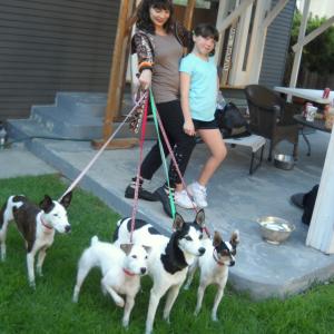 Toni Basil, Alyssa and the trained doggies that were to be a part of the DISH NETWORK commercial