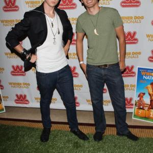 Daniel and Austin Anderson on the green carpet at premier of Wiener Dog Nationals