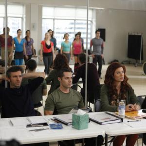 Still of Debra Messing, Jack Davenport, Ann Harada, Christian Borle, Derek Wills and Joshua Bergasse in Smash (2012)