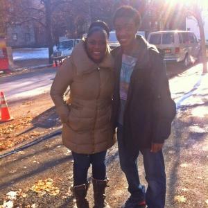 Donte Grey with Danielle Brooks On the Set of Orange is the New Black