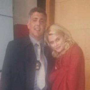 On set of 666 Park Avenue with Rachael Taylor