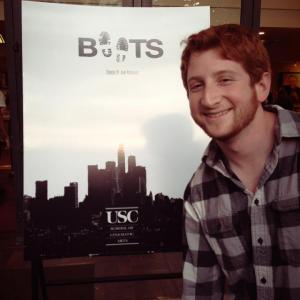 2nd AD, Jordan Imbrey, at the Premiere of Boots, a pilot created by John Nordlinger.