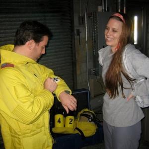 Rich Lounello first trying on our radiation suits and testing it out while Shera Dawn Hunt is still in the underground outfit