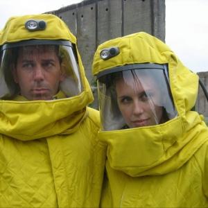 Richard Lounello and Shera Dawn Hunt in their Nuclear Family helmets