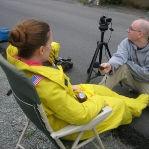 Shera Dawn Hunt being interviewed about the filming process of Nuclear Family by Chris Boehlke.