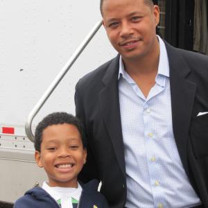 Tyler with Terrence Howard on the set of The Ledge