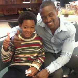 Tyler with on-set father in 