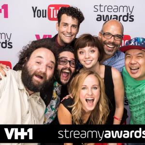 Kevin along with FRANKENSTEIN MD costars Anna Lore Steve Zaragoza Sara Fletcher and Evan Strand celebrate their Best Drama Series nomination at the 5th Annual Streamy Awards in Los Angeles along with Executive Producers Bernie Su and Lon Harris