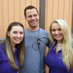 Beverley Mitchell, Jared Safier and Tiffany Thornton on set of 