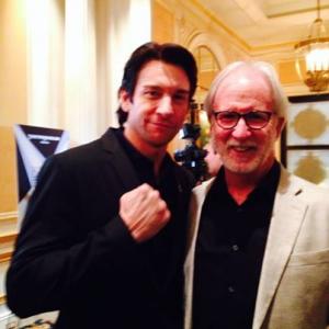 Tom R Waters with Rocky star Andy Karl at Drama Desk nominees luncheon