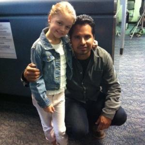 Kylie Rogers and Michael Pena on set of FOX pilot The List.