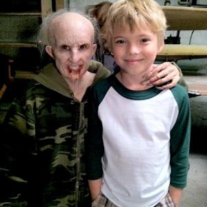 Paul on the set of American Horror Story with actor Ben Woolf who plays Infantata on the show