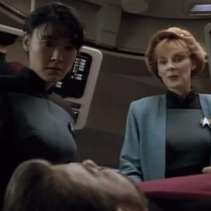 Still of Jonathan Frakes Gates McFadden and Patti Yasutake in Star Trek The Next Generation 1987