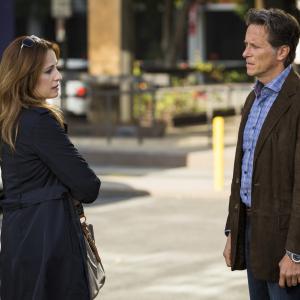 Still of Steven Weber and Nicole Ari Parker in Murder in the First (2014)