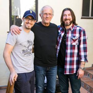 Jason Aron with Christopher Lloyd and Lee Leshen on the set of Back in Time