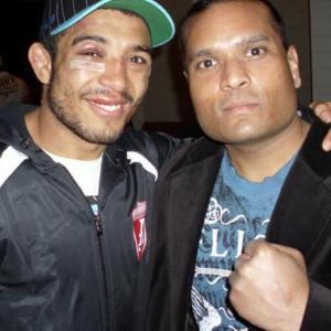 From left to right UFC Featherweight Champion Jose Aldo and ActorMMA Practitioner Jeremy Durgana