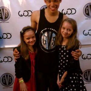 Hannah and sister mykayla with Roshon Fegan at the launch of his dance studio.