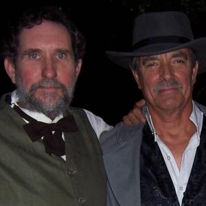 Richard and Eric Braeden on the set of The Man Who Came BAck