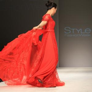 Ha Phuong on the runway for Go Red Fashion Show at Style Fashion Week LA 2015 Side shot