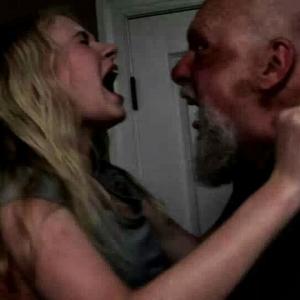 Climactic scene still from Red Rose starring Leatherface actor RA Mihailoff and The Walking Dead actress Addy Miller
