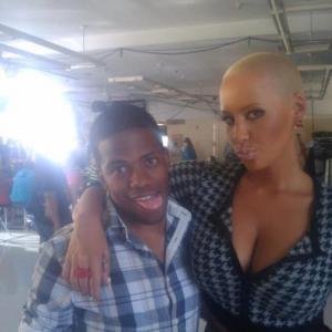 Dominick Mozee and Amber Rose on the set of School Dance