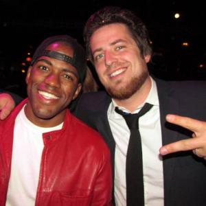 Dominick Mozee and Lee DeWyze hanging at the Iijin show during LA Fashion Week