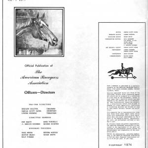POST & PADDOCK MAGAZINE - OFFICIAL PUBLICATION OF THE AMERICAN RACEGOERS ASSOCIATION (TARA)- 1974-75 Editor: Carole Scott Socha Managing Editor: Lynnea Woxberg
