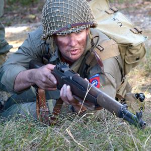 Ryan Merriman as Paratrooper Griggs in the World War II film The Last Rescue.
