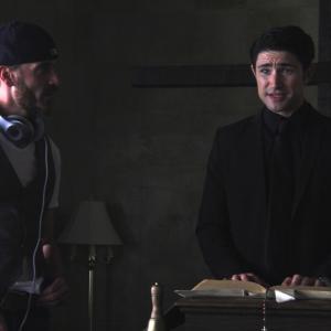director Jason DeVan with actor Matt Dallas on set of Tell Me Your Name