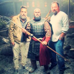 Marcus Natividad as Genghis Khan The Mongol Warrior with Director Mark Romanek and DP Cinematographer Jeff Cronenweth on set of CALL OF DUTY: GHOSTS by ACTIVISION.
