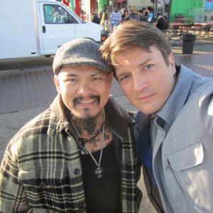 On set of CASTLE with Nathan Fillion