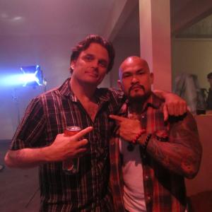 on set with Damian Chapa of Blood In Blood Out