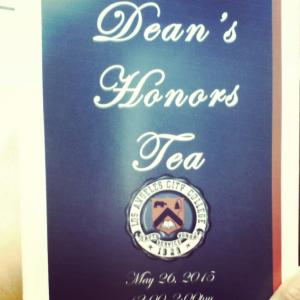 Dean's Honor Tea 2015. Andrea Calabrese awarded Dean's Honor List for excellence in Film Studies and in screenwriting.