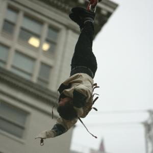 Escaping a straitjacket 150 feet above the street in Portland Oregon for a corporate promotion.
