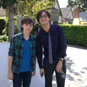 Chad Roberts on set of Criminal Minds with Matthew Gray Gubler