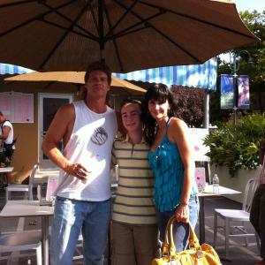 Chad Roberts on the set of Cougar Town with Courteney Cox and Brian Van Holt Chad plays their son