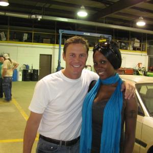 Monique Dupree and Brian Krause on the set of Plan 9