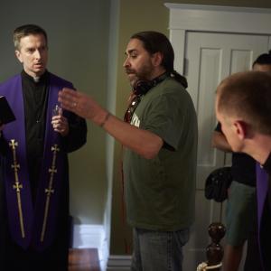 Steven R Monroe directing Tom McLaren and Devon Sawa in the Twentieth Century Fox feature film The Exorcism of Molly Hartley 2015