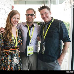left to right ActorProducer Virginia Newcomb Producer Ben Umstead  WriterDirector Paul D Hart of Three Fingers at Sidewalk Film Festivals opening gala