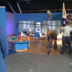 Aiden on the set of his Popon Pals National commercial