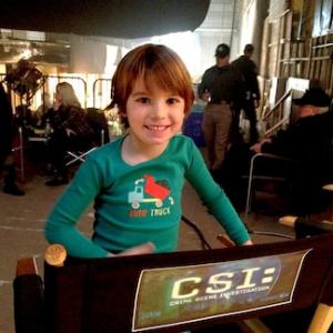 Aiden on the set of CSI.