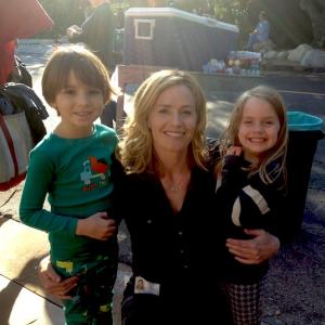 Aiden on the set of CSI with actress Elisabeth Shue