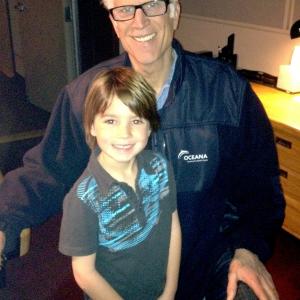 Aiden on the set of CSI with actor Ted Danson.
